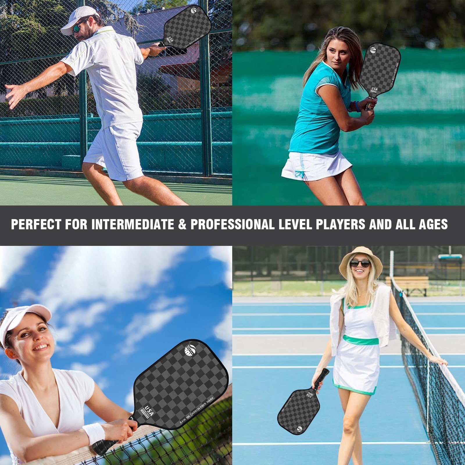 ピックルボール パドル WINPICK 亜麻ファイバ 16mm オレンジスポーツ-男性と女性のためのガラスファイバーピックル